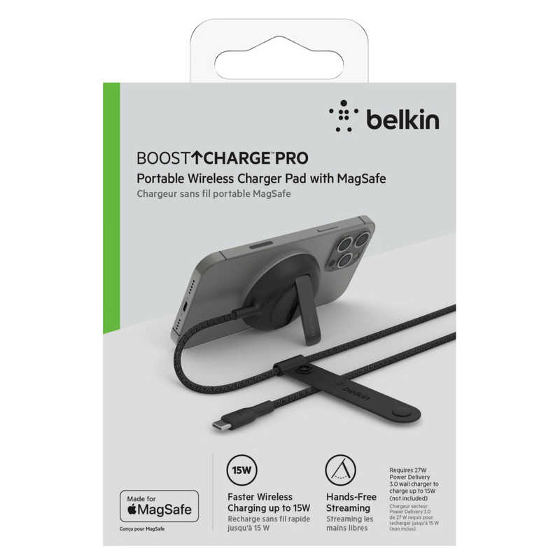 BELKIN BELKIN MagSafe認証 磁気ワイヤレス充電スタンド/パッド(ブラック)  WIA004BTBK WIA004BTBK
