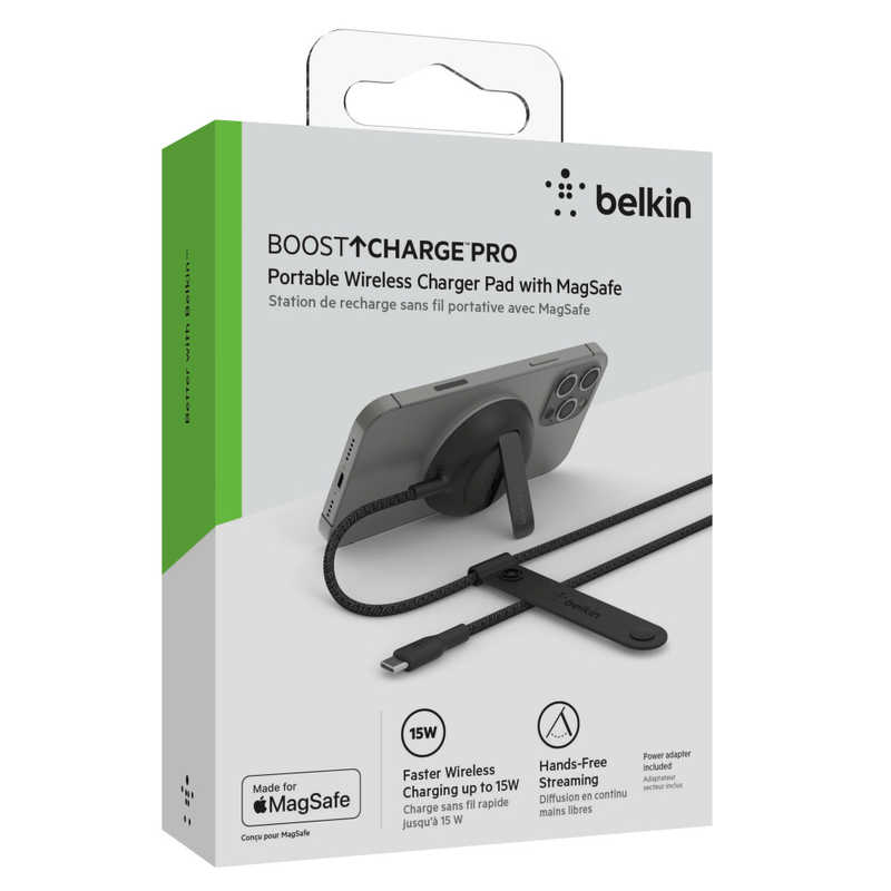 BELKIN BELKIN MagSafe認証 磁気ワイヤレス充電スタンド/パッド 電源アダプタ付(ブラック)  WIA004DQBK WIA004DQBK