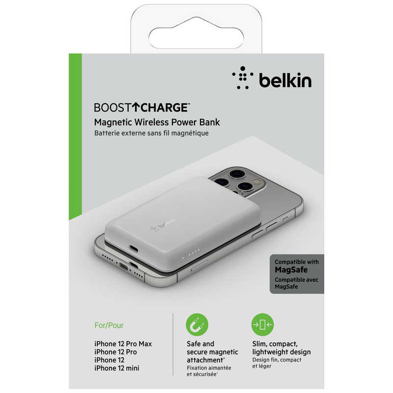 BELKIN BELKIN BOOST↑CHARGE MagSafe対応 磁気ワイヤレスモバイルバッテリー 2500mAh BPD002BTWH ホワイト ホワイト BPD002btWH BPD002BTWH　ホワイト BPD002BTWH　ホワイト