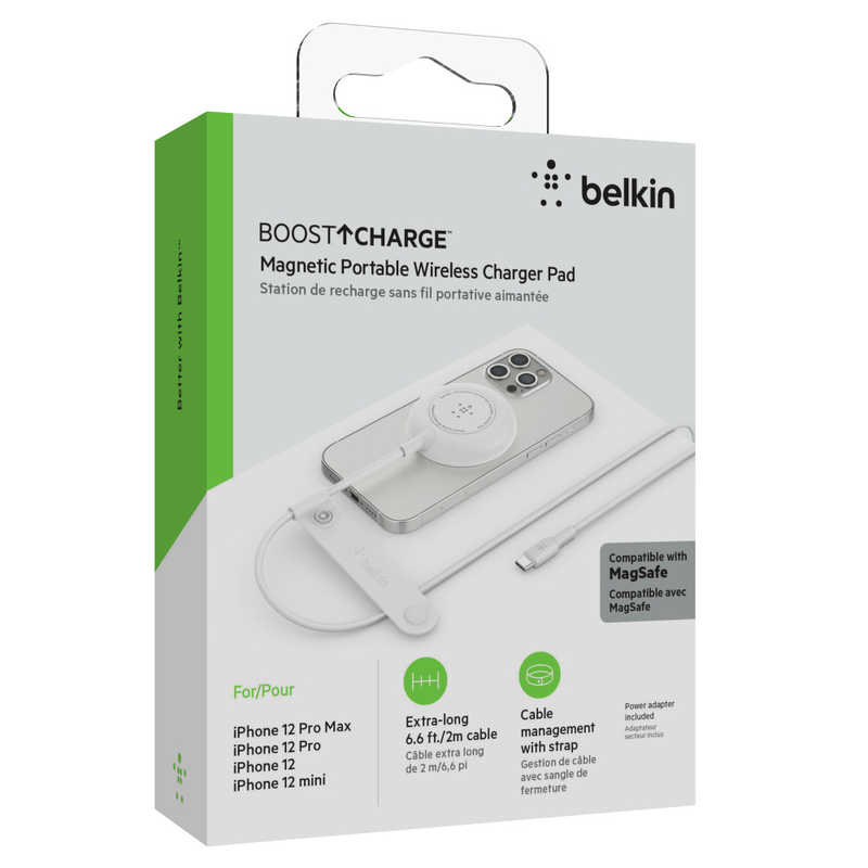 BELKIN BELKIN 【アウトレット】MagSafe対応磁気ワイヤレス充電パッド（電源アダプタ付） ホワイト ホワイト WIA005DQWH WIA005DQWH