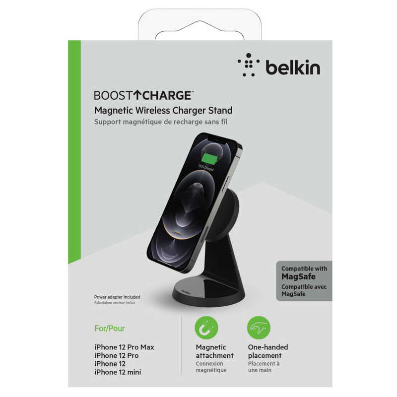 BELKIN BELKIN MagSafe 対応磁気ワイヤレス充電スタンド （電源アダプタ付）ブラック ブラック WIB003DQBK WIB003DQBK