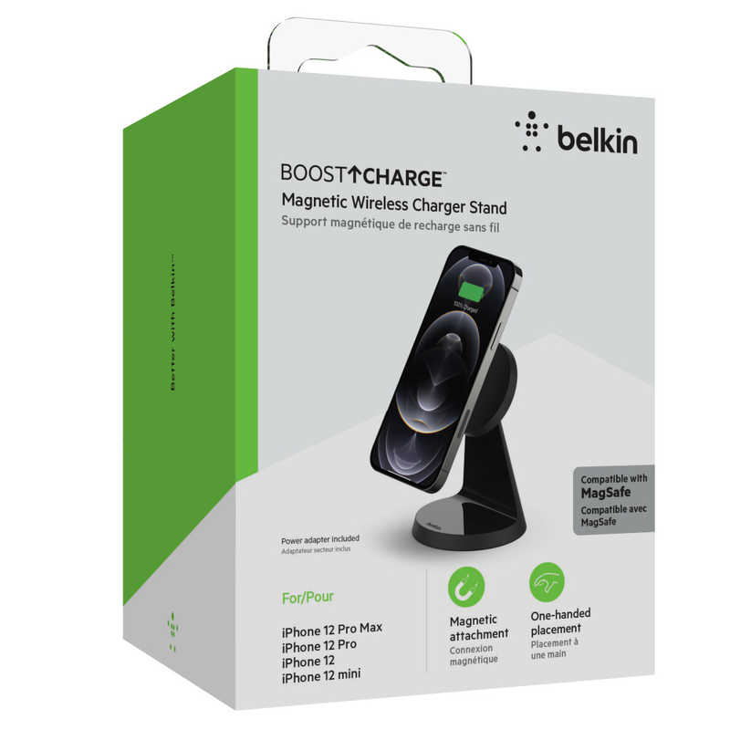 BELKIN BELKIN MagSafe 対応磁気ワイヤレス充電スタンド （電源アダプタ付）ブラック ブラック WIB003DQBK WIB003DQBK