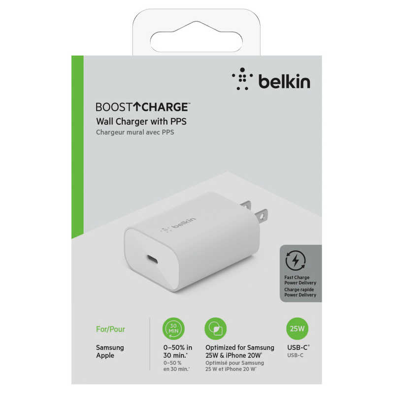 BELKIN BELKIN 25WPD3.0認証　急速USB-C充電器 ホワイト  WCA004DQWH WCA004DQWH