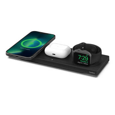 ベルキン 3-in-1 ワイヤレス充電パッド 電源アダプタ付 ブラック