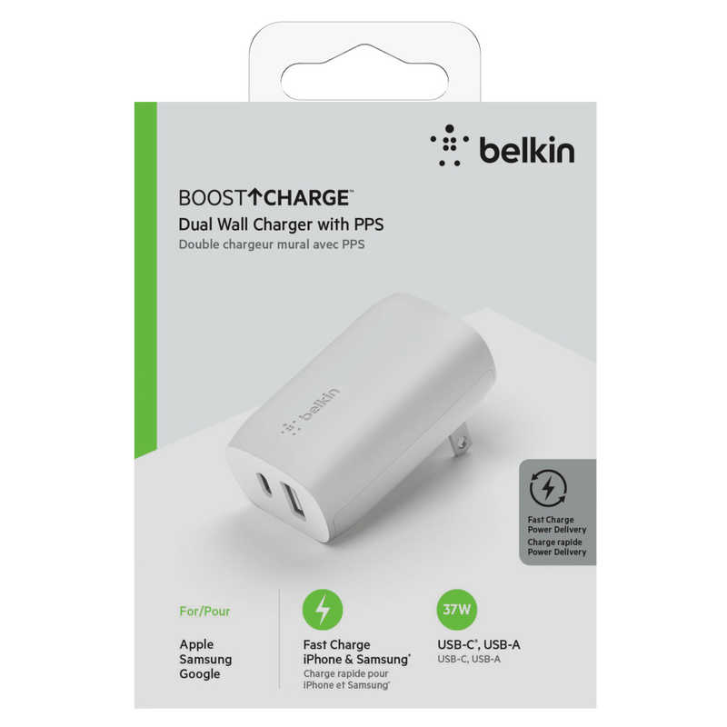 BELKIN BELKIN 37W USBPD対応急速充電器（25W USB-C+12W USB-A） ホワイト  WCB007DQWHJP WCB007DQWHJP
