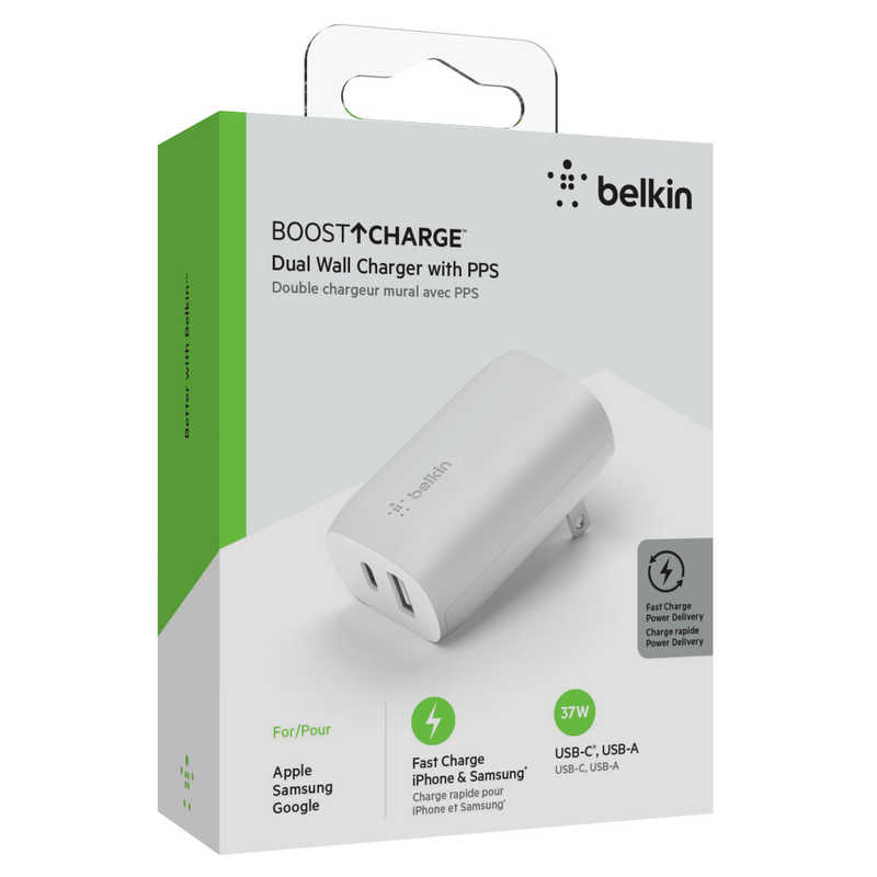 BELKIN BELKIN 37W USBPD対応急速充電器（25W USB-C+12W USB-A） ホワイト  WCB007DQWHJP WCB007DQWHJP