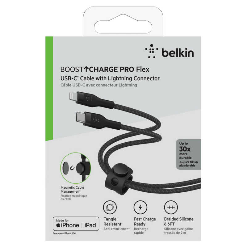 BELKIN BELKIN USB-C to ライトニング 高耐久編込シリコンケーブル 2M ブラック CAA011BT2MBK CAA011BT2MBK