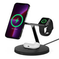 BELKIN Apple Watch急速充電対応 MagSafe 3-in-1 ワイヤレス充電スタンド(電源アダプタ付)ブラック WIZ017DQBK BELKIN Apple Watch急速充電対応 MagSafe 3-in-1 ワイヤレス充電スタンド(電源アダプタ付)ブラック WIZ017DQBK