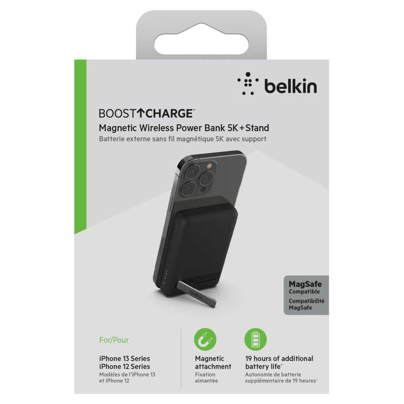 BELKIN BELKIN BOOST↑CHARGE MagSafe対応 磁気ワイヤレスモバイルバッテリー 5K + スタンド(ブラック) ブラック [18.0Wh 5000 mAh /充電タイプ] BPD004BTBK BPD004BTBK