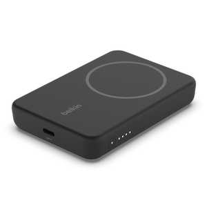 BELKIN BOOST↑CHARGE MagSafe対応 磁気ワイヤレスモバイルバッテリー 5K + スタンド(ブラック) ブラック [18.0Wh 5000 mAh /充電タイプ] BPD004BTBK