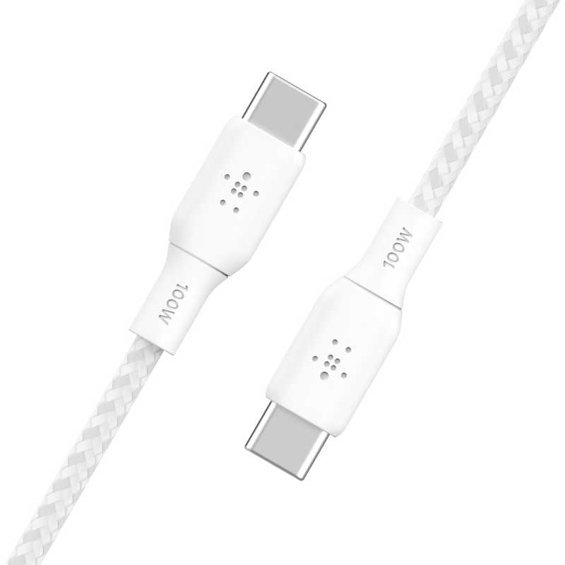 BELKIN BELKIN USB-C to USB-C 2重編込高耐久ナイロンケーブル ホワイト [2m /USB Power Delivery対応] CAB014BT2MWH CAB014BT2MWH