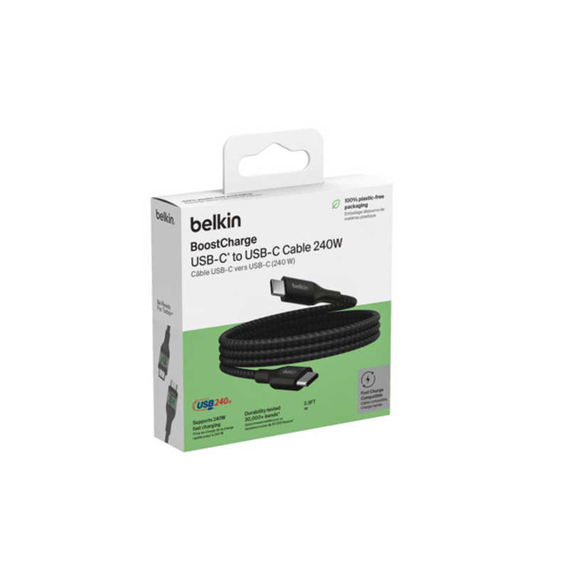 BELKIN BELKIN BoostCharge 240W USB-C to USB-C 編組ケーブル 1m ブラック ［USB Power Delivery対応］ CAB015bt1MBK CAB015bt1MBK