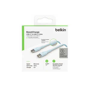 BELKIN BoostCharge USB-C to USB-C 編組ケーブル 2m ブルー ［USB Power Delivery対応］ CAB004BT2MBL