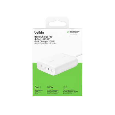 BELKIN BoostChargePro 200W 4ポートGaN 充電器 WCH015QCWH の通販 