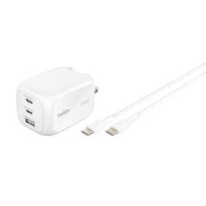 BELKIN BoostChargePro3ポートGaN充電器100Wプラグ交換式USB-CtoC2mケーブル付き WCH016qc2MWH-B6 BELKIN BoostChargePro3ポートGaN充電器100Wプラグ交換式USB-CtoC2mケーブル付き WCH016qc2MWH-B6