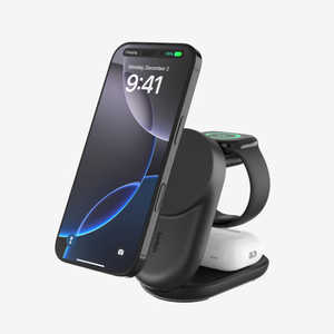 BELKIN UltraCharge Qi2 25W 3-in-1 折りたたみ式マグネット充電器 ラウンド型 ブラック WIZ037dqBK BELKIN UltraCharge Qi2 25W 3-in-1 折りたたみ式マグネット充電器 ラウンド型 ブラック WIZ037dqBK