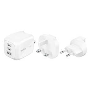 BELKIN Belkin70W3ポートGaN充電器プラグ交換式EU&UKプラグ付属 WCH018fqWH-CZ BELKIN Belkin70W3ポートGaN充電器プラグ交換式EU&UKプラグ付属 WCH018fqWH-CZ