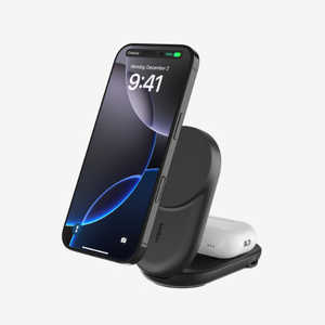 BELKIN UltraCharge Qi2 25W 2-in-1 折りたたみ式マグネット充電器 ラウンド型 ブラック WIZ039dqBK BELKIN UltraCharge Qi2 25W 2-in-1 折りたたみ式マグネット充電器 ラウンド型 ブラック WIZ039dqBK