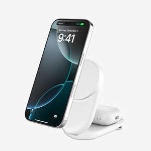 BELKIN UltraCharge Qi2 25W 2-in-1 折りたたみ式マグネット充電器 ラウンド型 ホワイト WIZ039dqWH BELKIN UltraCharge Qi2 25W 2-in-1 折りたたみ式マグネット充電器 ラウンド型 ホワイト WIZ039dqWH