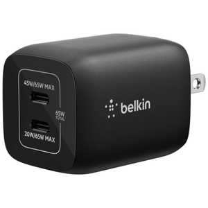 BELKIN 65W デュアルUSB-C急速充電器 ENA007qcBK BELKIN 65W デュアルUSB-C急速充電器 ENA007qcBK