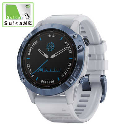 GARMIN Fenix6 Pro Dual Power Ti Mineral Blue Whitestone【Suica対応 