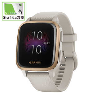 GARMIN Venu Sq Music Light Sand Rose Gold  スマートウォッチモード 約6日間 GPSモード+音楽 約6時間 GPSのみ 約14時間  010-02426-71