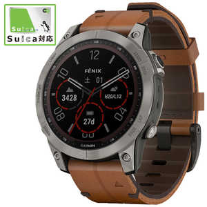 GARMIN スマートウォッチ fenix 7 Sapphire Dual Power Ti Chestnut Leather Band 010-02540-43