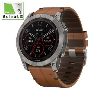 GARMIN スマートウォッチ fenix 7X Sapphire Dual Power Ti Chestnut Leather Band 010-02541-39