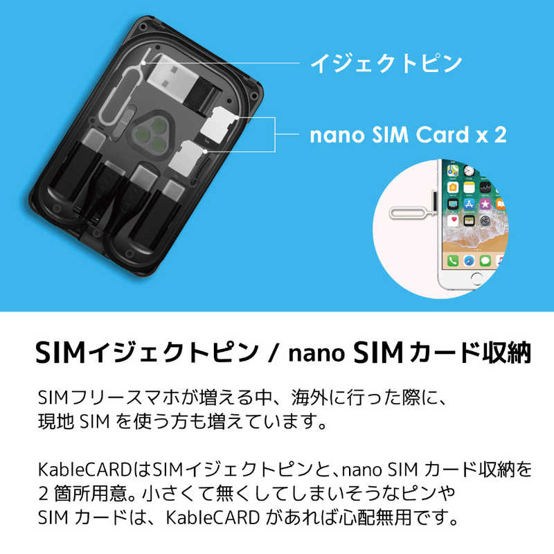 CARD CARD Kable カードサイズ マルチツール 充電ケーブル ワイヤレス充電 SIM収納 スマホスタンド KC7-JW KC7-JW