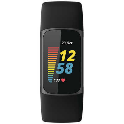 スマートウォッチ　Fitbit Charge5 GPS搭載フィットネストラッカー L/Sサイズ (Suica対応) (ブラック) [FB421BKBK-FRCJK](状態：箱・説明書・バンド欠品(バンド代替品有)) FITBIT スマートウォッチ Suica対応 Fitbit Charge5 GPS搭載