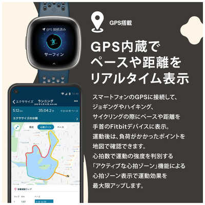 FITBIT スマートウォッチ Fitbit Versa 4 Black FB523BKBK-FRCJK の 