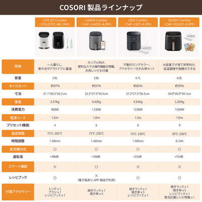 VESYNC COSORI ミニノンフライヤー Lite 211 Combo COLI211C-BK の通販 