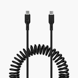 AUKEY 急速充電対応ケーブル Coiled Series ［TypeC to TypeC］ 1.5m コイル型 ブラック Black  ［USB Power Delivery対応］ CBCC19BK