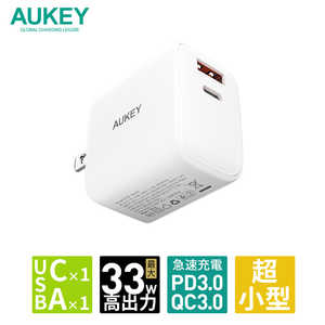 AUKEY USBŴ Swift Mix 32W USB-A 1ݡ/USB-C 1ݡȡ ۥ磻 PA-F4-WT