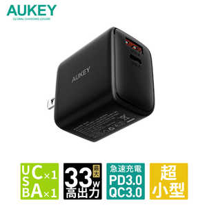 AUKEY () USBŴ Swift Mix 32W USB-A 1ݡ/USB-C 1ݡȡ ֥å () 2ݡ /USB Power Deliveryб Black PA-F4-BK