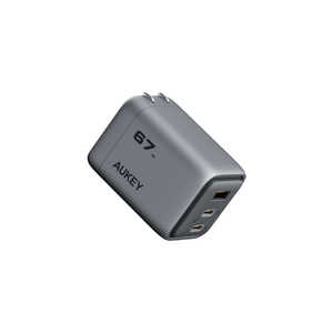 AUKEY USBŴ Comet Mix3 67W PDб USB-A 1ݡ/USB-C 2ݡȡ 3ݡ /USB Power Deliveryб /GaN(ⲽꥦ) ѡ 졼 PA-C3-GY