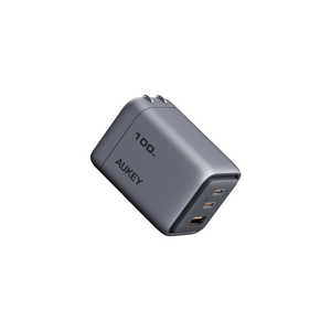 AUKEY USBŴ Comet Mix3 100W PDб USB-A 1ݡ/USB-C 2ݡȡ 3ݡ /USB Power Deliveryб /GaN(ⲽꥦ) ѡ 졼 PA-C5-GY