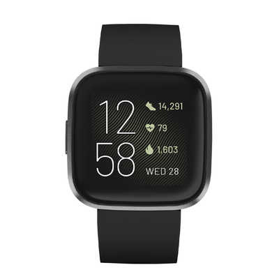 メンズFitbit Versa 2 スマートウォッチ ブラック/カーボン