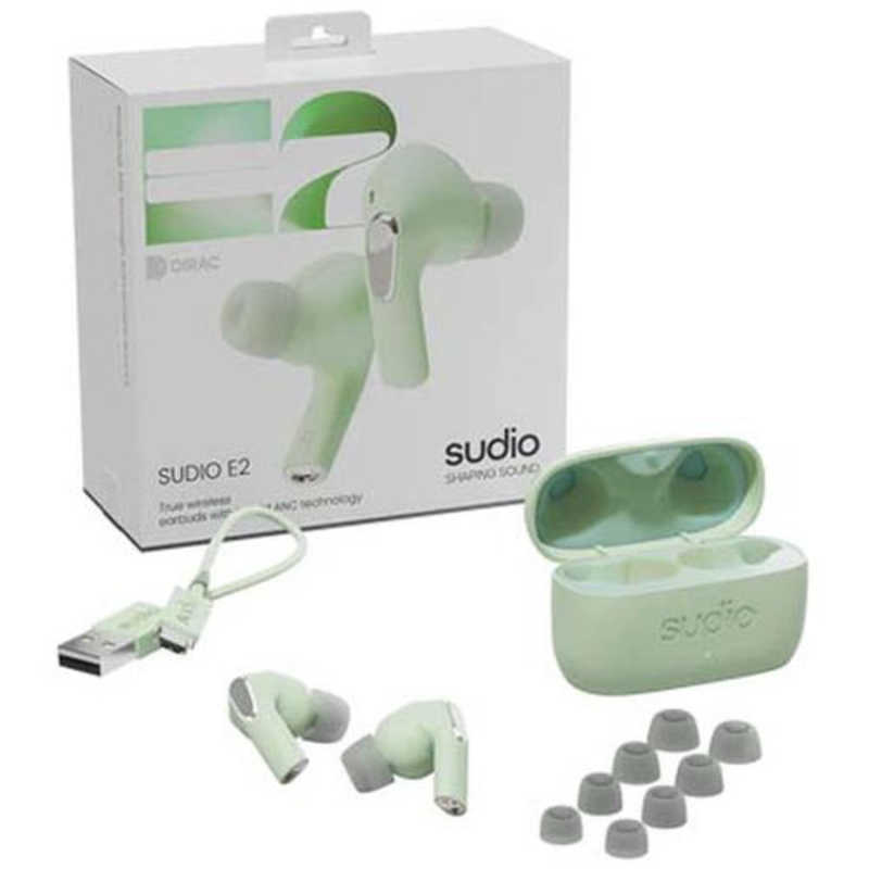 SUDIO SUDIO 完全ワイヤレスイヤホン E2 ［ワイヤレス(左右分離) /Bluetooth /ノイズキャンセリング対応］ グリーン SD1217 SD1217