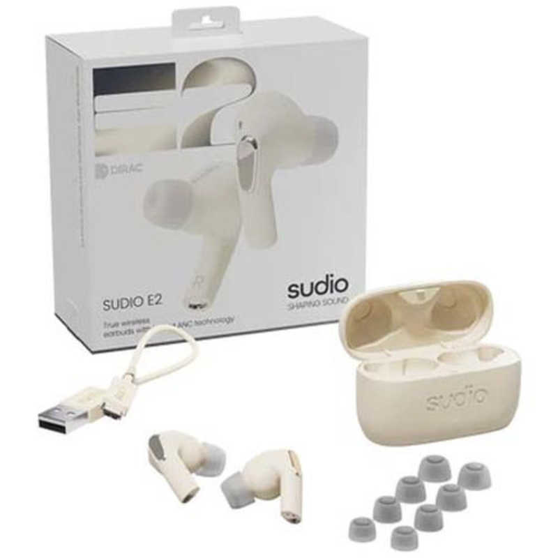 SUDIO SUDIO 完全ワイヤレスイヤホン E2 ［ワイヤレス(左右分離) /Bluetooth /ノイズキャンセリング対応］ サンド SD1212 SD1212