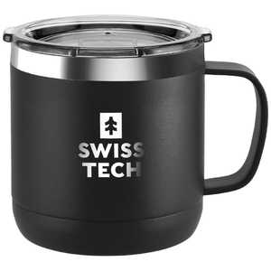 SWISS マグカップ 黒色 413ml ステンレス製 フタ付 ST072003
