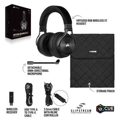 CORSAIR CA-9011186 ヘッドセット ワイヤレス Headset Gamer Corsair Virtuoso RGB Wireless Branco 7.1 Drivers