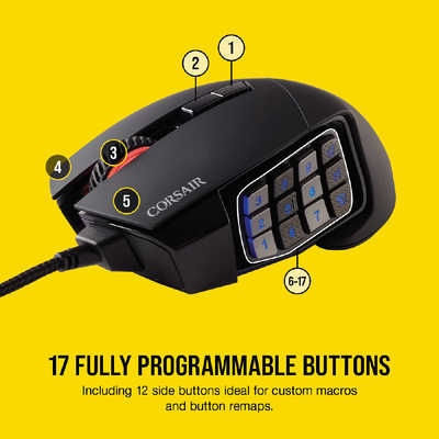 CORSAIR　ゲーミングマウス 有線/ 17ボタン/ ブラック コルセア CORSAIR ゲーミングマウス 有線/ 17ボタン/ ブラック