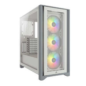 コルセア　CORSAIR PCケース iCUE 4000X RGB ホワイト 4000XRGBTGWHT(CC-9011205-WW)