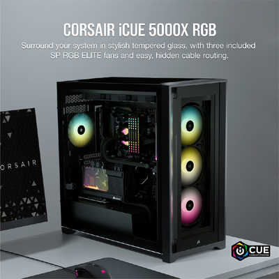 コルセア CORSAIR PCケース iCUE 5000X RGB ブラック CC-9011212-WW の 