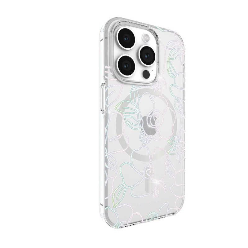 KATESPADE KATESPADE iPhone 15 Pro Max KSNY Protective Hardshell MagSafe対応 - Modern Floral Glitter Silver KS052638 KS052638