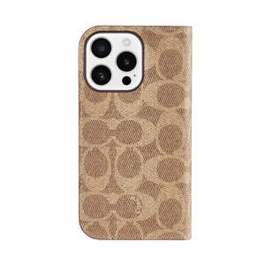 COACH iPhone 16 Pro Coach Folio Case - Signature Tan w/ Recycled CH054144