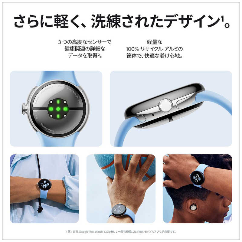 GOOGLE GOOGLE (Suica対応)スマートウォッチ GPS搭載 Google Pixel Watch 2 Polished Silver ケース GA05031-GB GA05031-GB