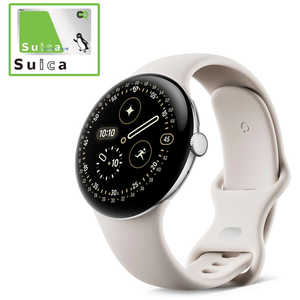 GOOGLE スマートウォッチ Google Pixel Watch 4 45mm Polished Silver アルミケース/Porcelain アクティブ バンド Wi-Fi Silver GA09308-US