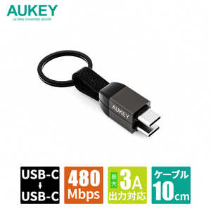 AUKEY キーホルダー型USB-C TO Cケーブル Circlet Series 急速充電 長さ10cm ブラック CB-CC16-BK